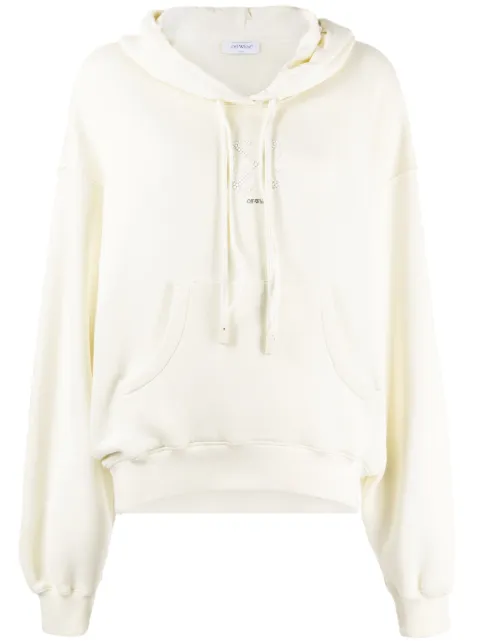 Off-White crystal-embellished cotton hoodie White OWBB059F23JER0026110