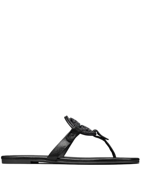 Tory Burch Miller Pavé leather flip-flops Black 145945