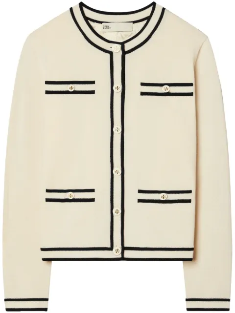 Tory Burch Kendra cardigan Neutrals 146098282FRENCHCREAMMEDIUMNAVY