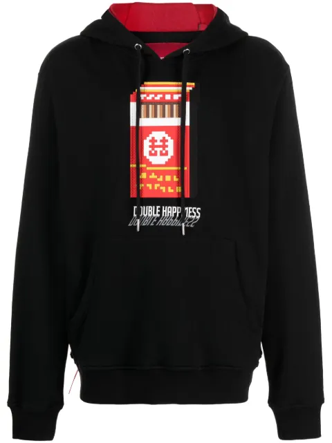 Mostly Heard Rarely Seen 8-Bit Double Happiness cotton hoodie Black MHEB02BDKH44