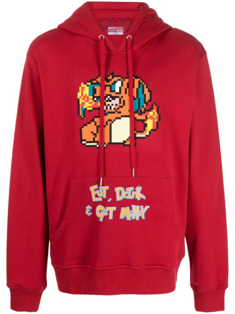 Mostly Heard Rarely Seen 8-Bit Eat, Drink, Money, Dragon cotton hoodie Red MHEB02BDKH45
