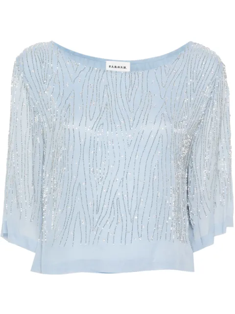 P.A.R.O.S.H. bead-embellished blouse Blue REMMAD300804