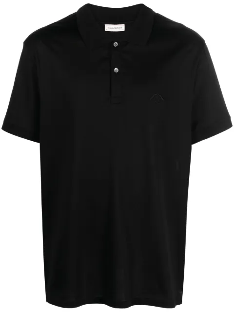 Alexander McQueen Seal logo-embroidered polo shirt Black 776379QXAAJ