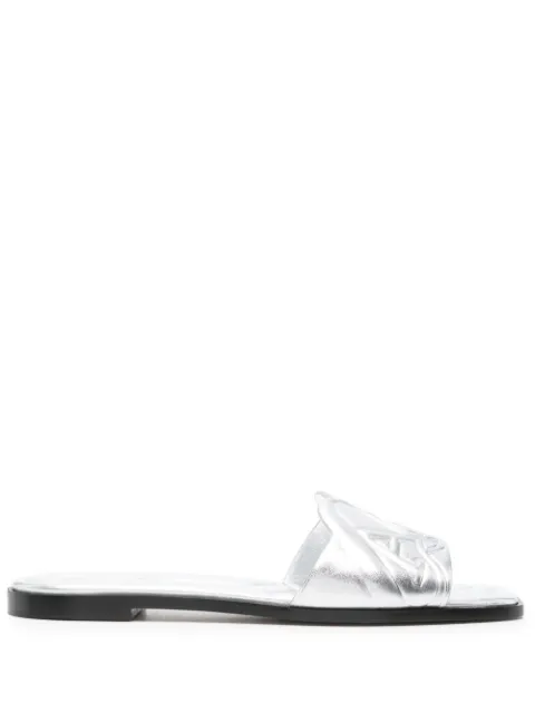 Alexander McQueen embossed-logo slides Silver 780714WIF138100