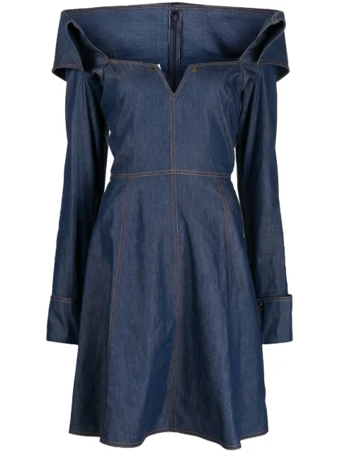 Saiid Kobeisy bonded-seam washed denim minidress Blue CAPS2361