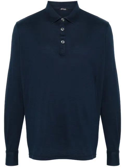 Kiton long-sleeve jersey polo shirt Blue UMK0313