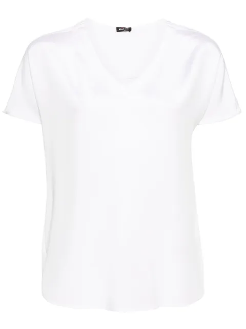Kiton V-neck silk T-shirt White D47454K0977A09