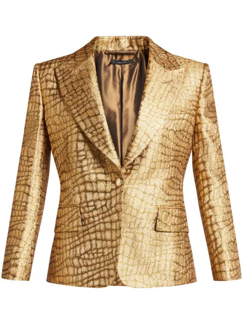TOM FORD snakeskin-effect woven blazer Gold GI2974FAX1152