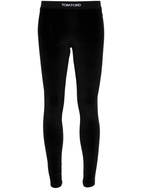 TOM FORD velvet logo-waistband leggings Black PAJ121JEX065