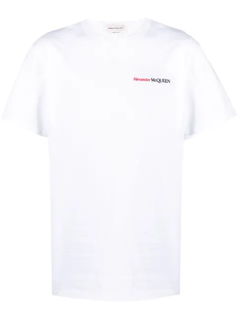 Alexander McQueen embroidered-logo cotton T-shirt White 776281QXAAB