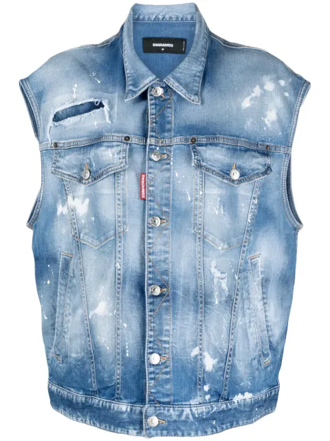 DSQUARED2 paint splatter denim vest Blue S75FB0158S30789