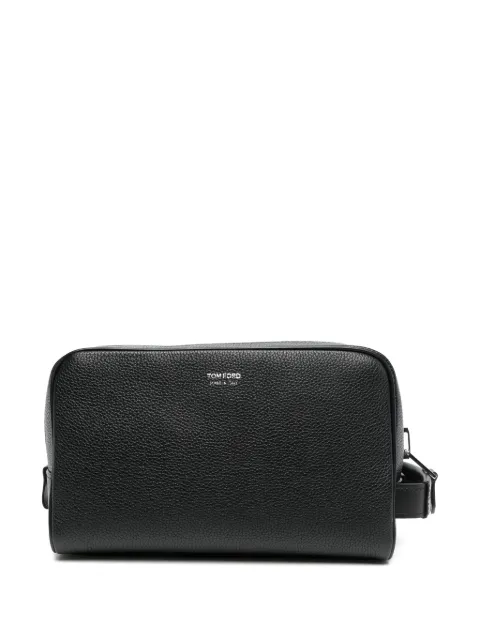 TOM FORD logo-print leather wash bag Black Y0301LCL213S