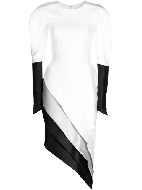 Saiid Kobeisy Mikado panelled piqué midi dress White CAPS2377