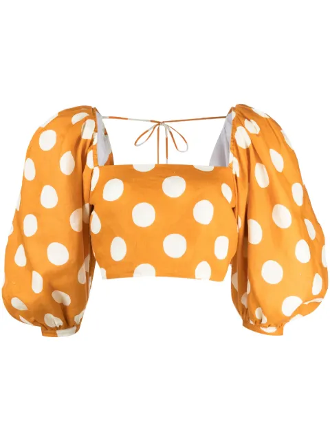 Cala de la Cruz Sami polka dot-print cropped blouse Orange 22C268