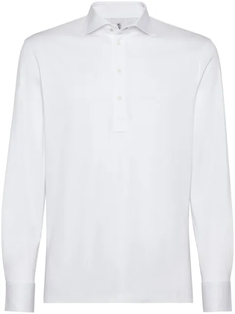 Brunello Cucinelli shirt-sleeved cotton-blend polo shirt White M0B133914C6159