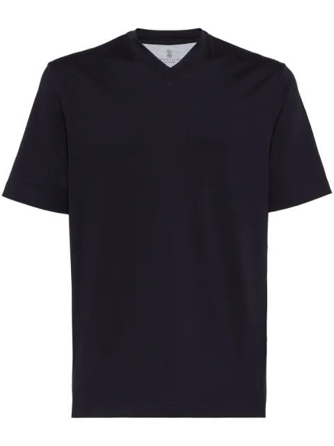Brunello Cucinelli V-neck cotton T-shirt Black M0B131344C4425