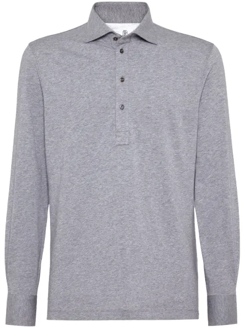 Brunello Cucinelli mélange-effect cotton polo shirt Grey M0B133914C8190