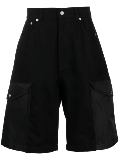 Alexander McQueen Hybrid denim cargo shorts Black 774968QYAAC