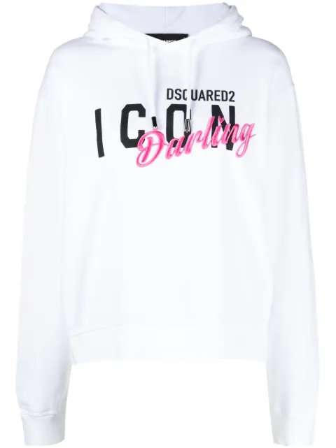 DSQUARED2 Icon Darling Cool cotton hoodie White S80GU0097S25516
