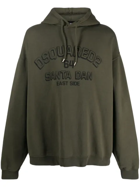 DSQUARED2 logo-embossed cotton hoodie Green S74GU0766S25539