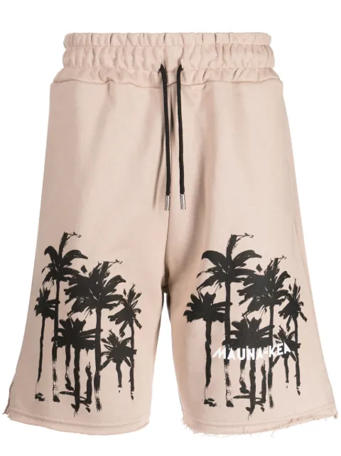 Mauna Kea Dark Palms cotton track shorts Brown PALM282SW35