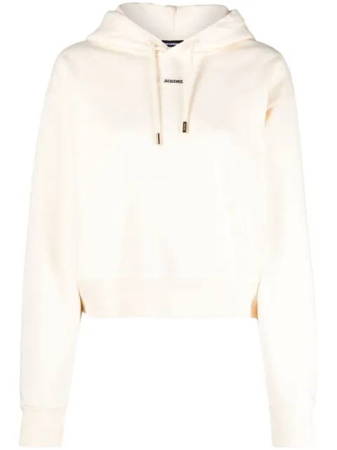 Jacquemus logo-patch cropped hoodie Neutrals HOW00247AJ00109