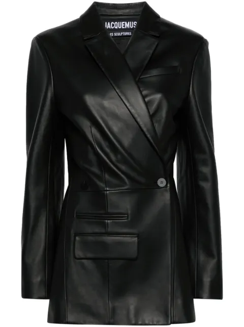 Jacquemus La Veste Tibau Cuir leather blazer Black 241JA0461576990