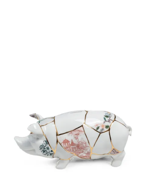 Seletti Kintsugi porcelain piggy bank White 09942