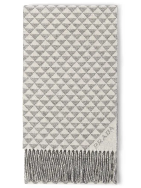 Prada Symbole reversible wool-cashmere scarf Grey 1FS0562CON