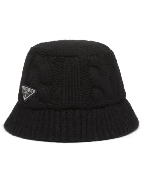 Prada triangle-logo wool bucket hat Black 1HC3382CNW