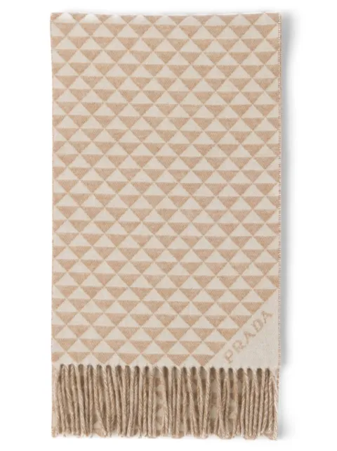 Prada Symbole reversible wool-cashmere scarf Neutrals 1FS0562CON