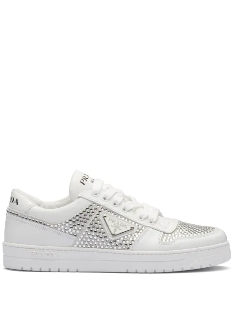 Prada crystal-embellished leather sneakers White 1E348NF0302AWL
