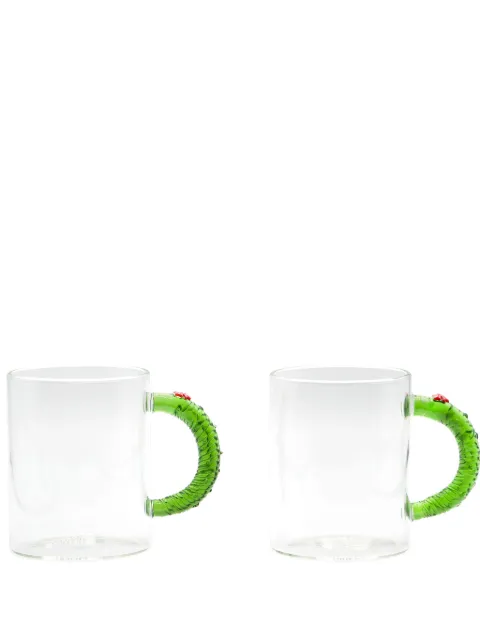 CU I SEEYOU Christmas garland-handle glass mug (set of two) White MUGGH