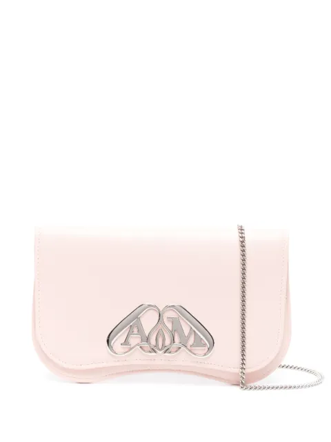 Alexander McQueen logo-plaque leather crossbody bag Pink 7792281X30I