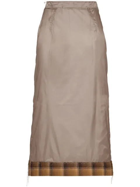 Maison Margiela x Pendleton checked-trim semi-sheer skirt Grey S51ME0013S54847