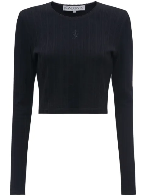 JW Anderson Anchor-embroidered cropped top Black JO0211PG1501999