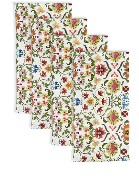 Cabana Rinascimento floral napkins (set of four) White LNNPK02RIN1T9904