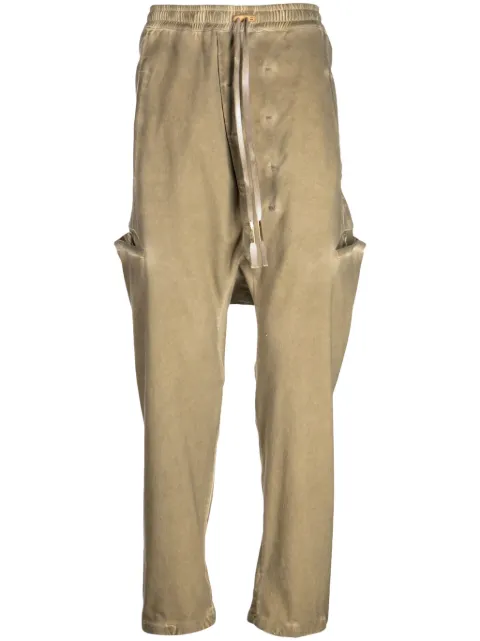 Boris Bidjan Saberi drawstring-waist cotton-blend drop-crotch trousers Neutrals P26FIF10012