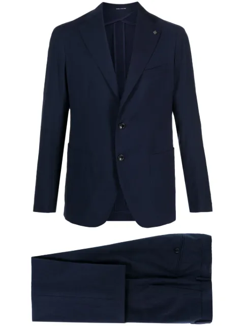 Tagliatore logo-appliqué virgin wool single-breasted suit Blue 2SMC22K01550043