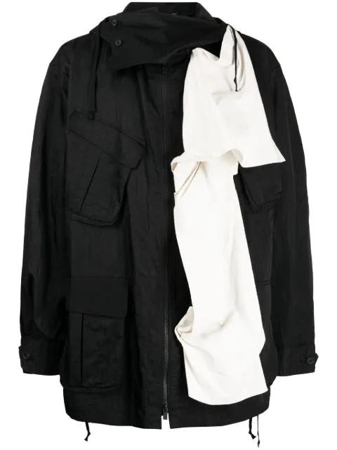 Yohji Yamamoto asymmetric hooded jacket Black HJY10603