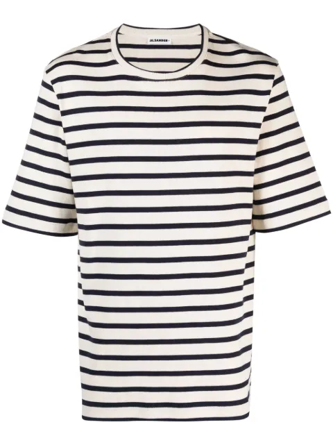 Jil Sander striped ribbed cotton T-shirt Neutrals J47GC0109J46497