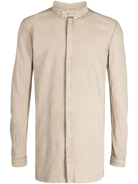 Boris Bidjan Saberi collarless cotton shirt Neutrals SHIRT1SND