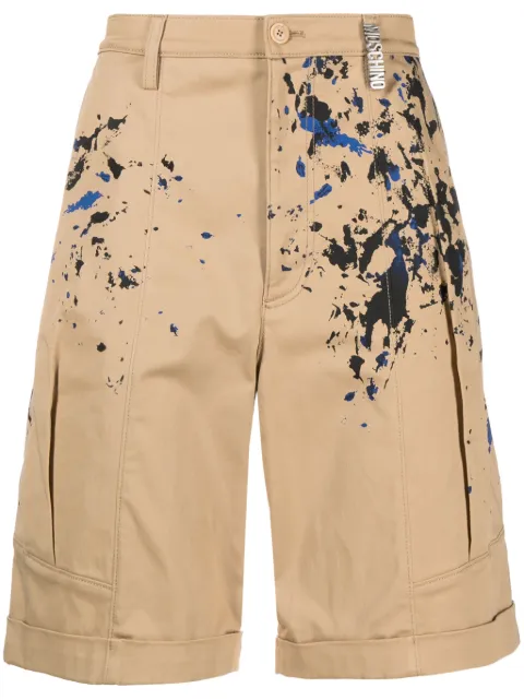 Moschino painterly-print cotton shorts Brown A03212021