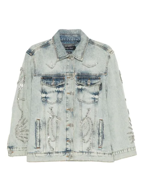 Philipp Plein crystal-embellished denim jacket Blue PABCWDB0502PDE004N