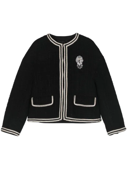 Gucci brooch-detail tweed jacket Black 761818ZAPW1