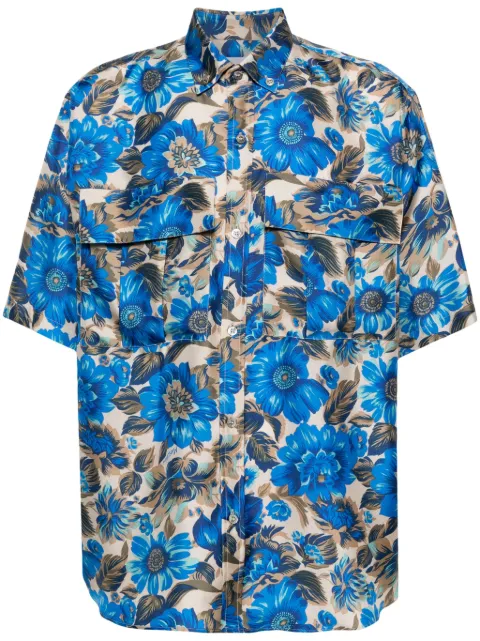 Moschino floral-print silk shirt Blue A02132057