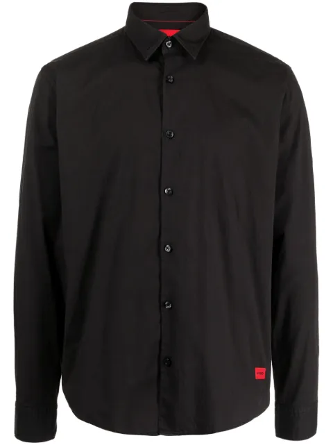 HUGO logo-embroidered cotton shirt Black 50500216001