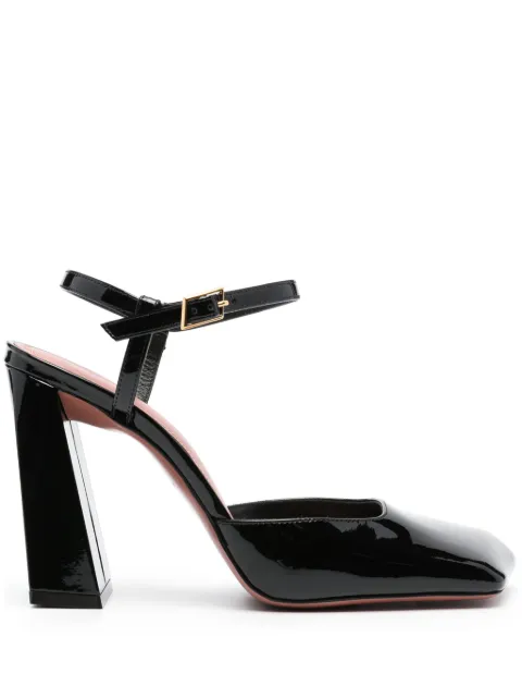 Amina Muaddi Charlotte 95 patent leather pumps Black CHARLOTTEPUMP