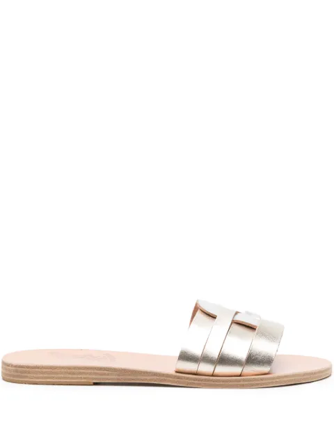 Ancient Greek Sandals Filenada leather slides Gold FILENADAVACHETTA