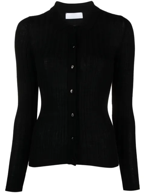 RXQUETTE ribbed-knit polo cardigan Black RXQF23PLKNC